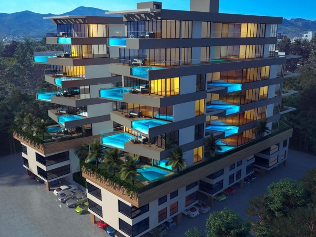 Продается роскошная квартира 3 + 1 с частным бассейном в уникальном круизном проекте в центре Гирне 