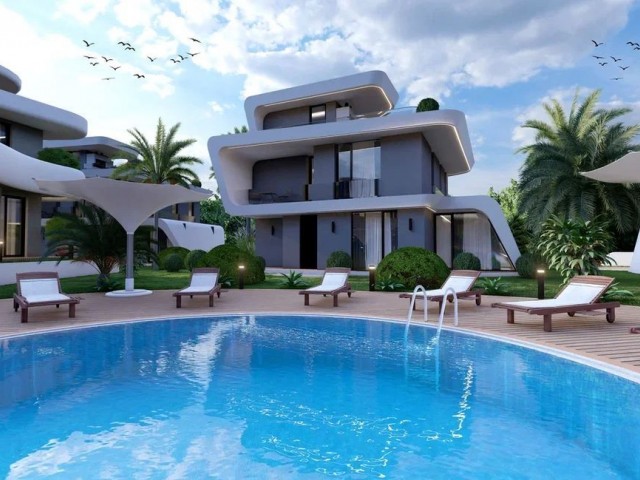 WITH ITS SPECIAL ARCHITECTURE, 3+1 TWIN AND 4+1 DETACHED VILLA OPTIONS IN KYRENIA LAPTA WITH PRICES STARTING FROM 185.000 STG