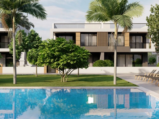 Kuzey Kıbrıs, Long Beach'te plaja birkaç adım uzaklıkta satılık 3+1 villalar