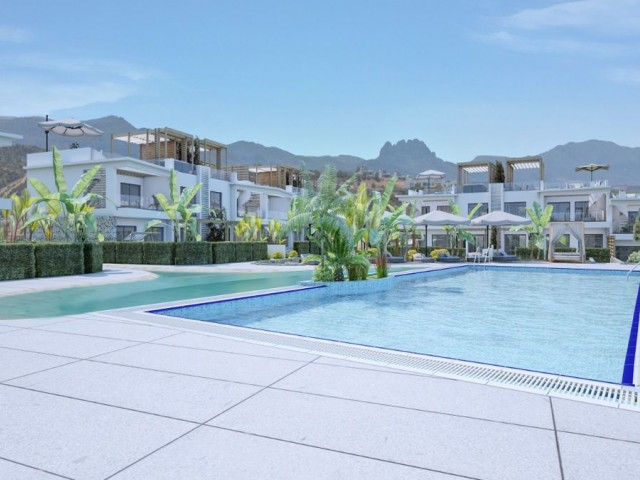 Kuzey Kıbrıs Esentepe'de plaja yürüme mesafesinde 2 yatak odalı ayrıcalıklı penthouse