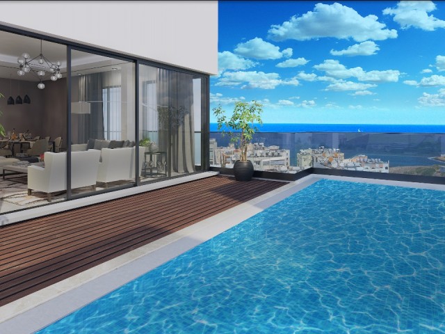 Kıbrıs Girne Merkez Ultra Lüks Deniz Manzaralı Satılık 3+1 Penthouse 