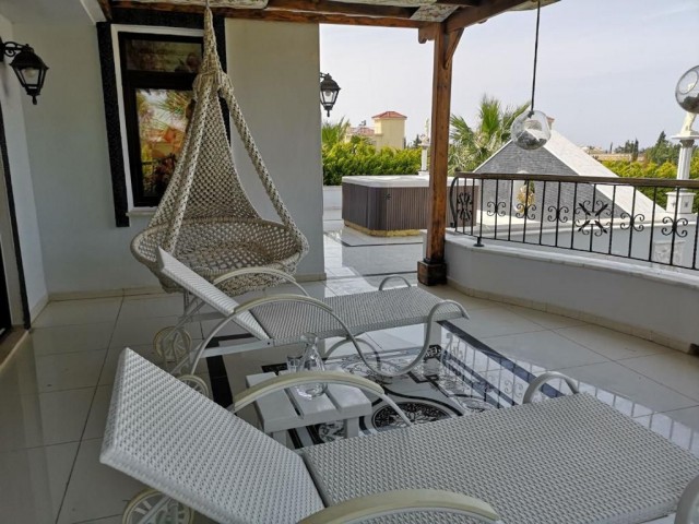 5 + 2 Lux villa Lapta near the sea with mountain views, 6 years old, 400 square meters, 200 meters of terrace, 1450 m2 garden, pool, barbecue, fireplace, billiards, sauna, furnished. Exchange title