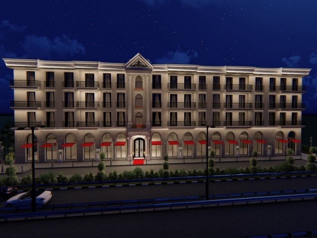 В центре Кирении на первом этаже находятся бутик-офис и магазин, а на других этажах - наш проект резиденции с 2 - 3 спальнями ** 
