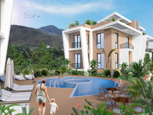 Our Project with 2 Bedrooms, Shared Pool and 70 M2 Roof Terrace in Alsancak, Kyrenia ** 