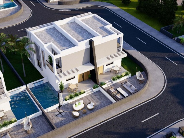 Mağusa Yeni Boğaziç'nde 2 Yatak Odalı 2 Banyolu Her Odanın Özel balkonuyla Havuzlu Yeni İkiz Villa Projemiz