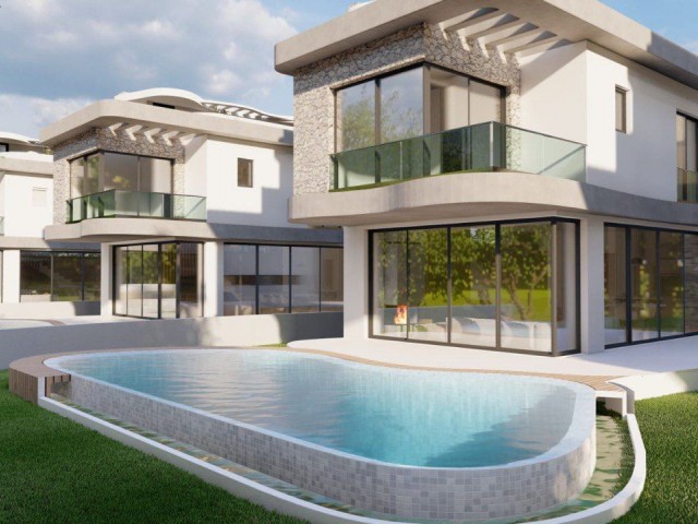 Girne Lapta'da 4 Yatak Odalı Havuzlu Denize Yakın Merkezi Konumlu Yeni Villa Projemiz