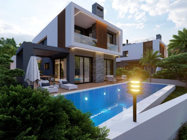 Girne Laptada deniz ve dağ manzaralı modern tasarım lüks satılık Villalar!