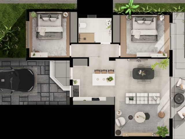 Роскошные апартаменты с 2 спальнями и большим садом в Фамагусте