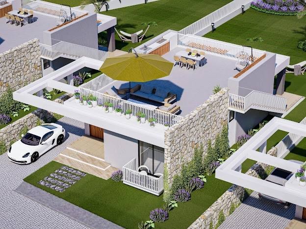 Luxuriöse 2+1-Villa mit Meerblick und allen Einrichtungen im Karsia-Gebiet im Norden Zyperns