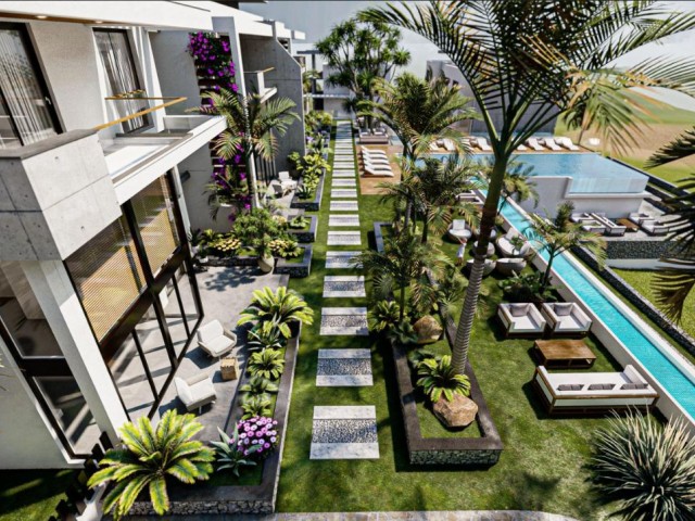 Luxury 2+1 penthouse and 2+1 apartments with garden for sale in Esentepe