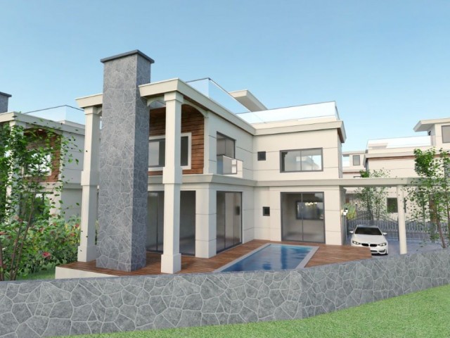 3+1 villas with private pool for sale in Lapta