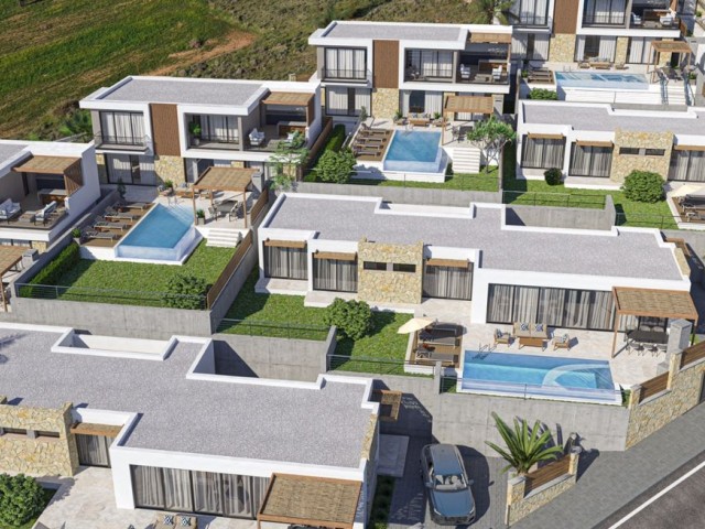Kuzey Kıbrıs, Güzelyurt, Cengizköy'de dağ ve deniz manzaralı lüks 3+1 villalar!