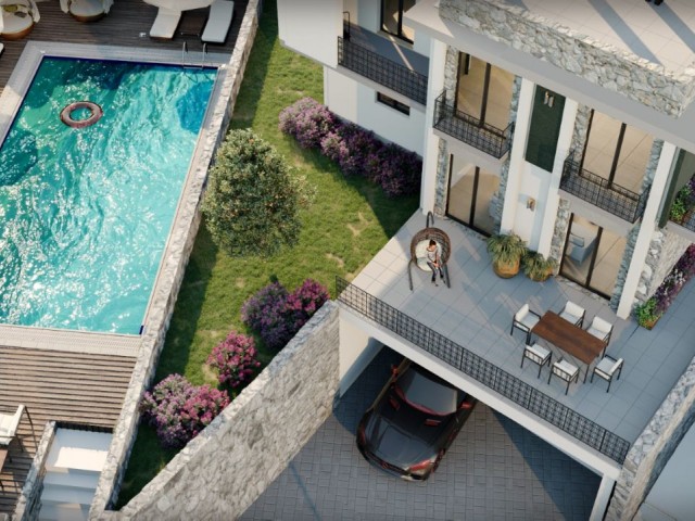 Luxuriöse 3+1 Wohnungen mit moderner Architektur zu verkaufen in Catalkoy, Kyrenia Letzte 2 Einheiten