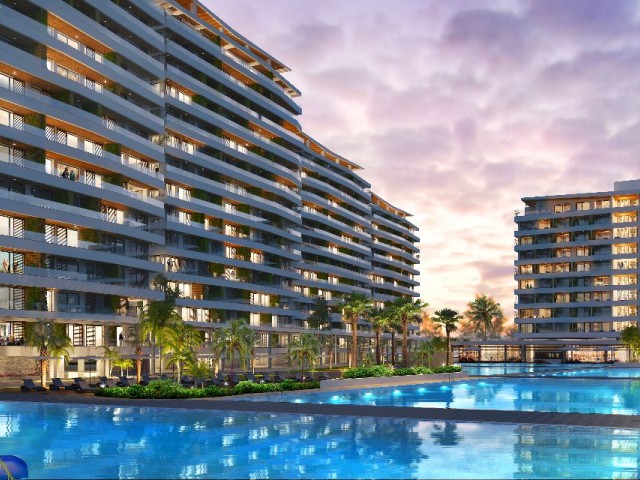 Studio apartments for sale within walking distance to the sea in the magnificent GRANDSAPPHIRE 2 project in the Iskele LONG BEACH area ** 