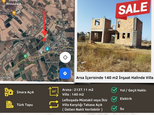 ‼️GAZİVERENDE VILLA FOR SALE WITH 140 m2 CONSTRUCTION IN 2137. 11 m2 LAND ‼️