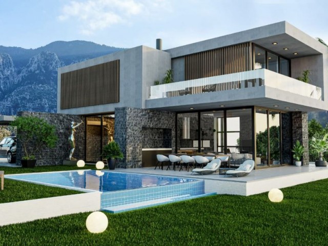 Luxury pool villas with mountain and sea views in Lapta. 