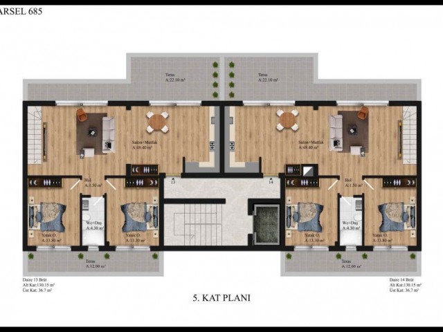 2+1 Moderne Design-Wohnungen zu verkaufen in Kyrenia Centre, Zypern ** 