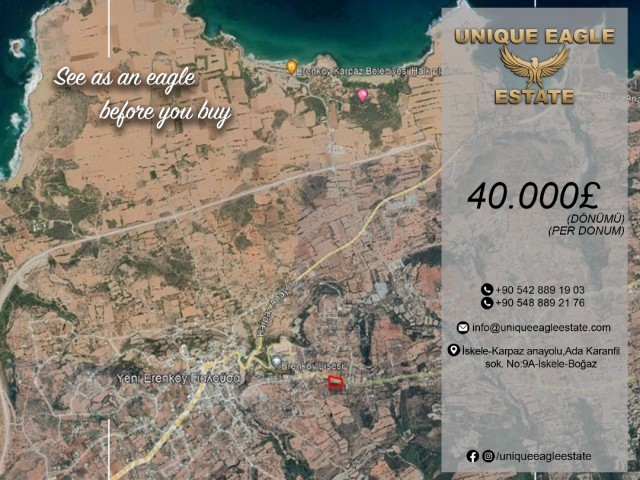6.814 SQUARE METER FOR SALE LAND IN YENIERENKOY £40.000 PER DONUM 
