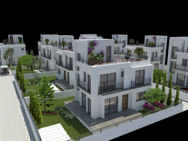 In der Projektphase in Kyrenia-Chatalköy werden moderne Villen mit 3 Schlafzimmern / Wohnungen zu ei