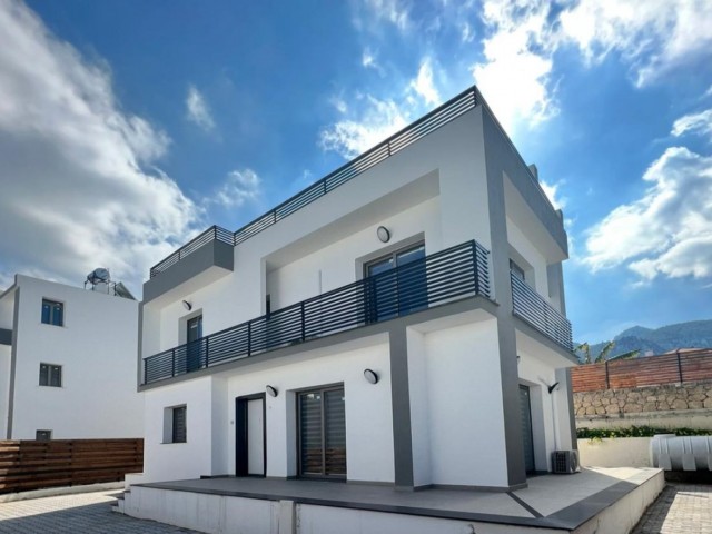 New furnished triplex villa with mountain, sea, city view in Kyrenia-Çatalkoy