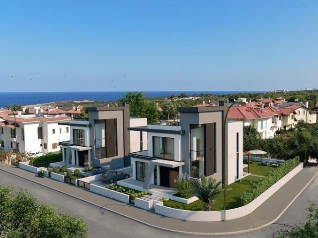 4+1 Villa zum Verkauf mit Pool, nur wenige Gehminuten vom Meer in Kyrenia Chatalköy ** 