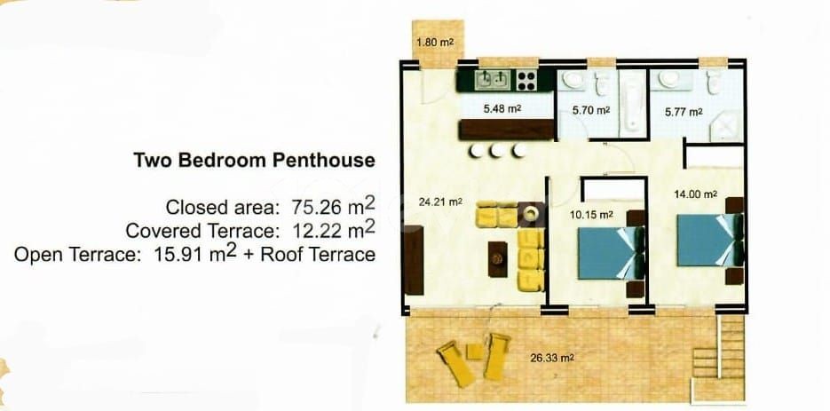 Zu verkaufen 2+1 penthouse in Kyrenia - Esentepe. ** 