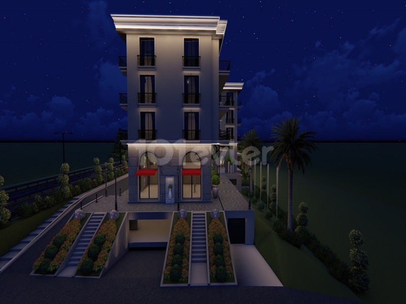 В центре Кирении на первом этаже находятся бутик-офис и магазин, а на других этажах - наш проект резиденции с 2 - 3 спальнями ** 