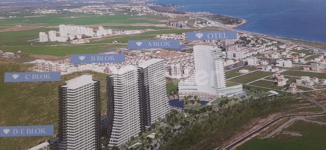 The last 4 remaining 2 + 1 apartments for sale with magnificent sea views in Iskele LONG BEACH GRAND SAPPHIRE RESORT (0533 871 6180) ** 