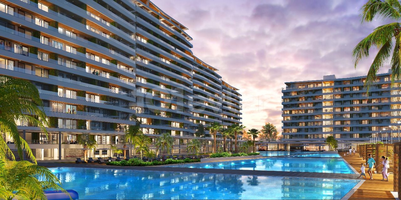 2 + 1 apartments for sale within walking distance to the sea in the magnificent GRANDSAPPHIRE 2 project in the Iskele LONG BEACH area ** 
